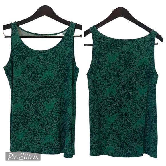 Chico's Sleeveless Green Jersey Top Size (1) M (8) - Picture 1 of 5